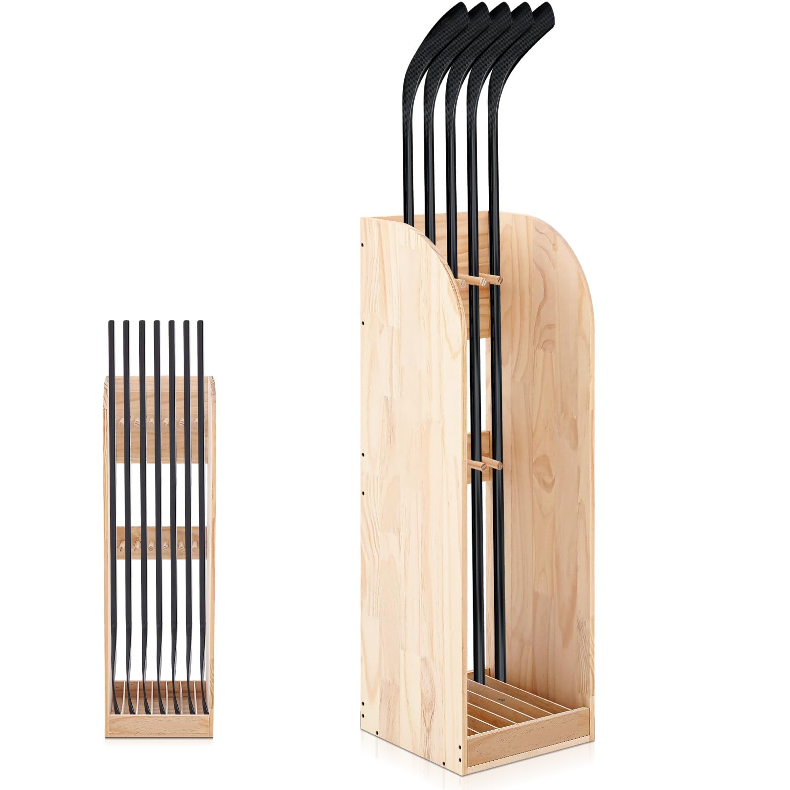 Cinnvoice 38 Inch Vertical Hockey Stick Rack Wooden Hold 7 Hockey